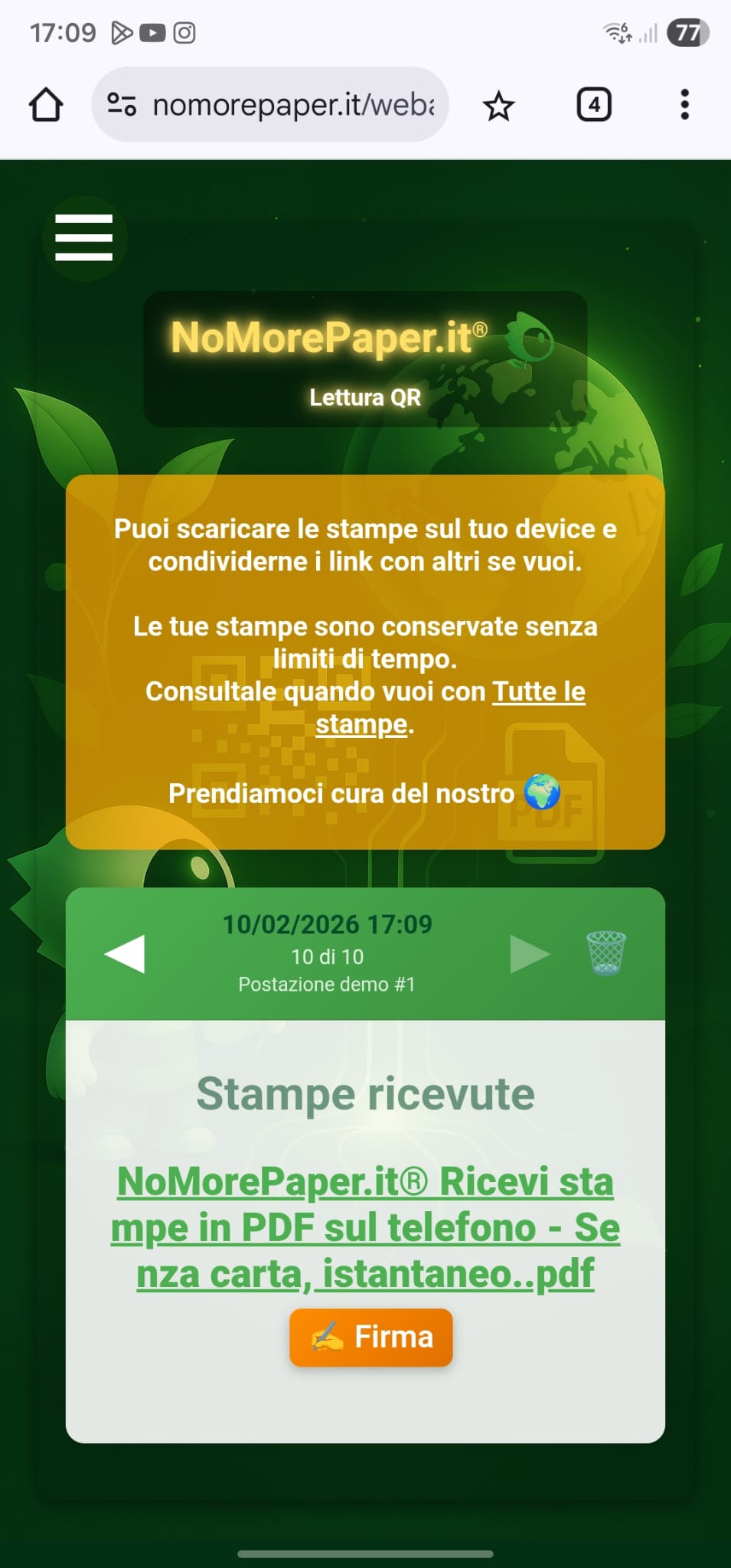 Bottone Firma sul file ricevuto