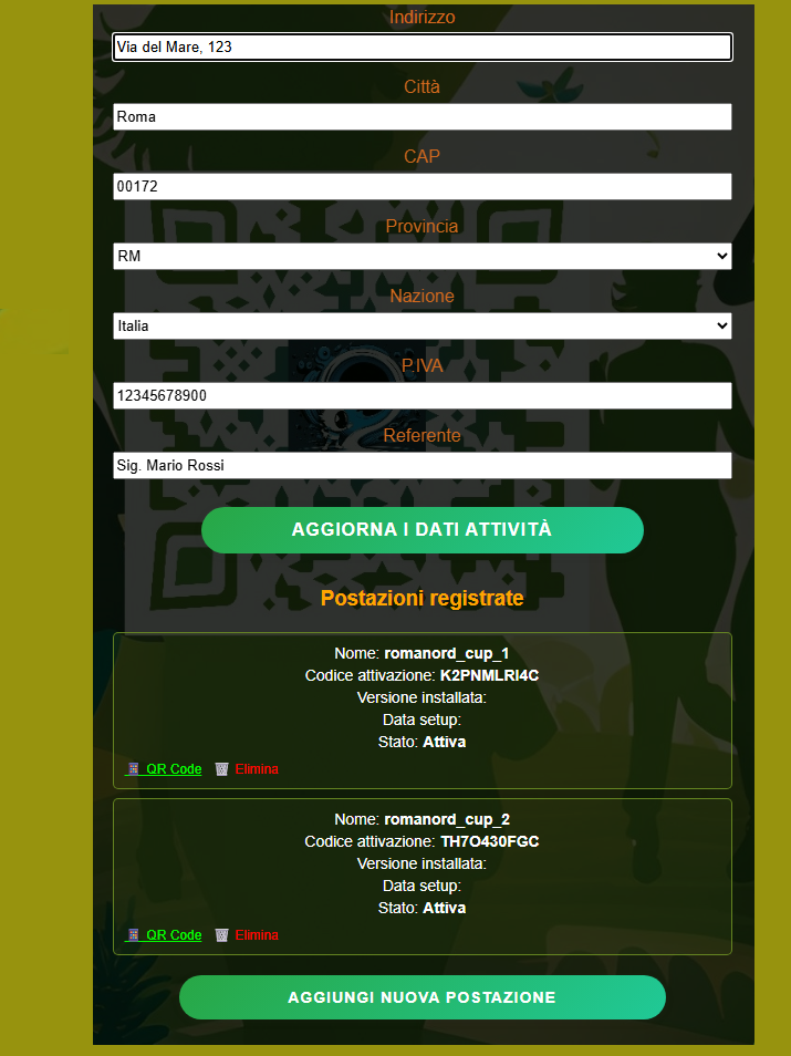 Esempio area cliente